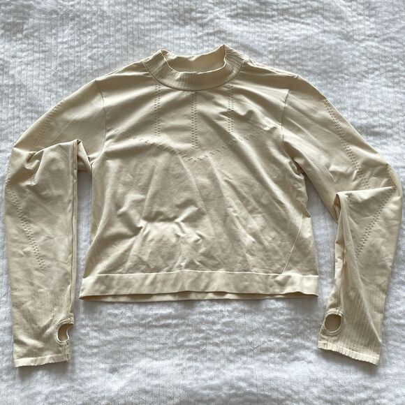 Old Navy Active Active Go-Dry Long Sleeve Cropped Top Cream Womens Plus Size 3X - Picture 1 of 9